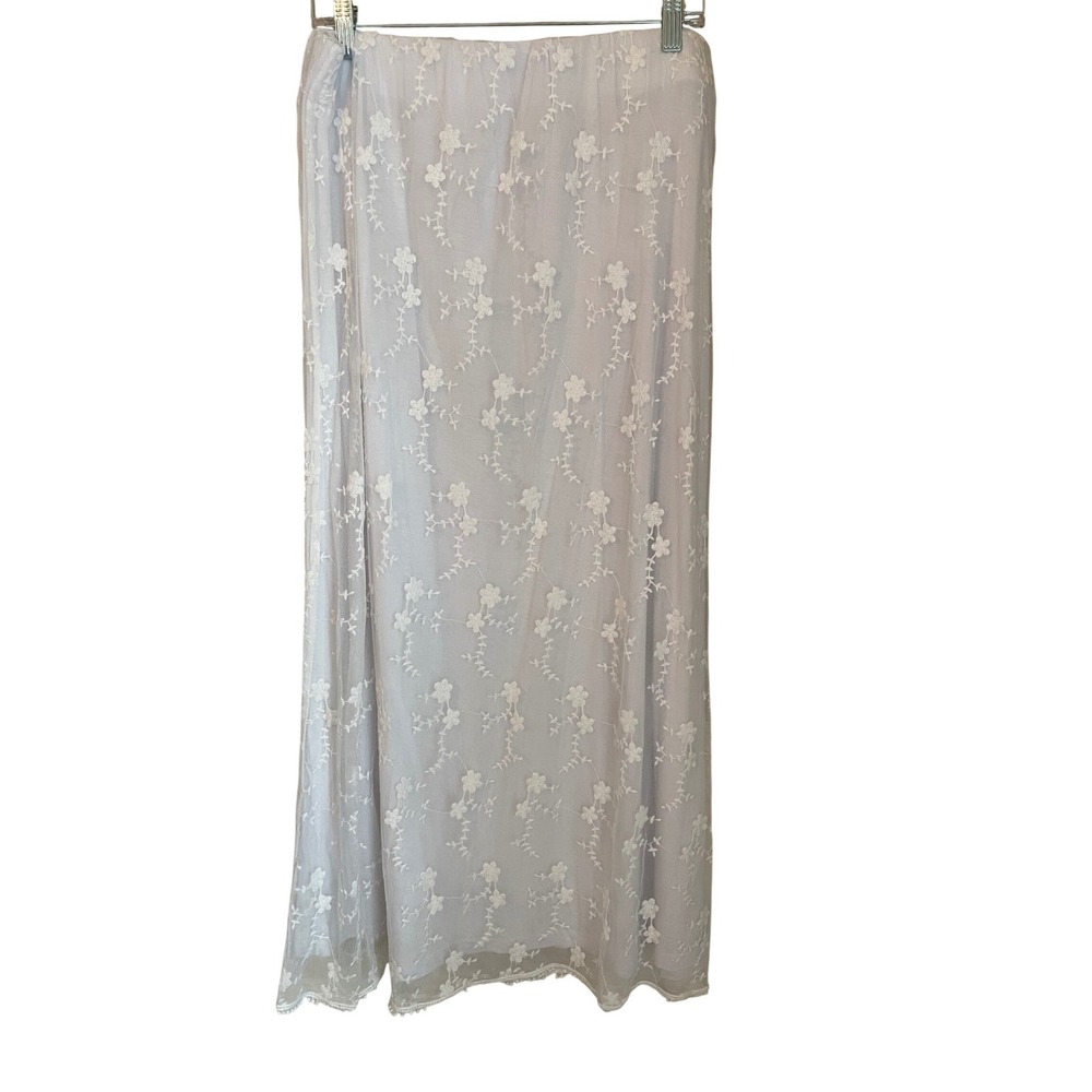 Gretchen Scott Size XXL Net Game White Floral Embroidered Mesh Lace Maxi Skirt